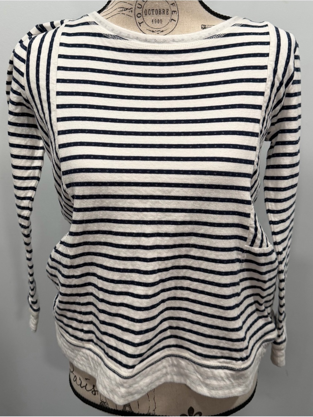 Talbots white and blue striped sweatshirt lightweight size small